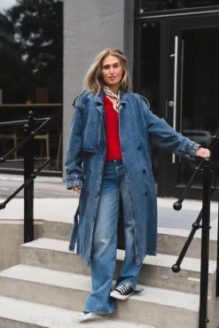 Rickie Maxi Trench Cabana Blue