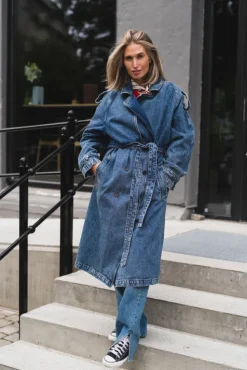Rickie Maxi Trench Cabana Blue