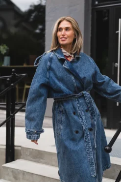 Rickie Maxi Trench Cabana Blue