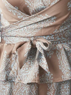 Rista Paisley Drop Blouse Dark Taupe/Light Blue