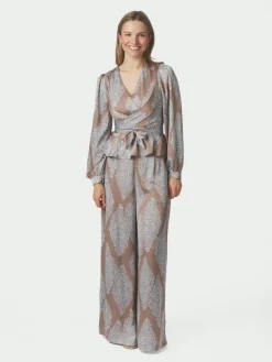 Rista Paisley Drop Blouse Dark Taupe/Light Blue