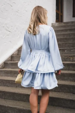 Rivana Heavy Sateen Dress Light Blue