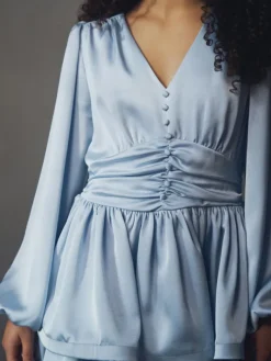 Rivana Heavy Sateen Dress Light Blue