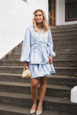 Rivana Heavy Sateen Dress Light Blue