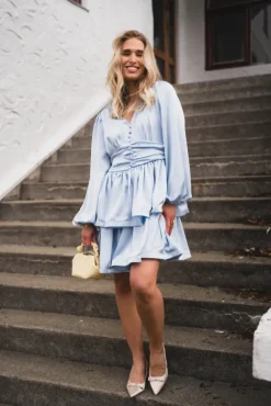 Rivana Heavy Sateen Dress Light Blue