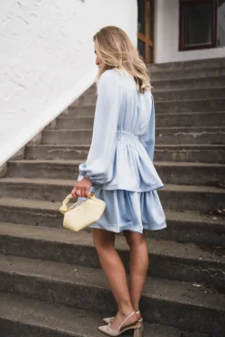 Rivana Heavy Sateen Dress Light Blue