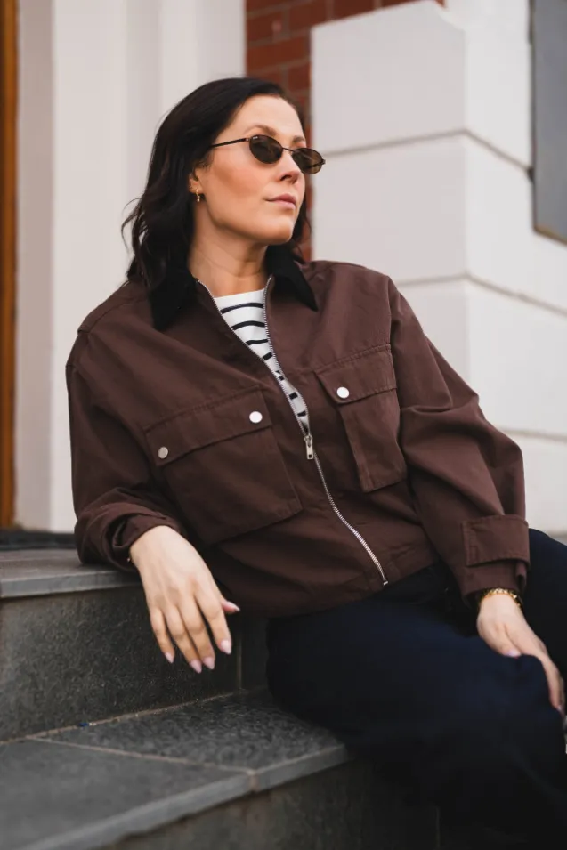 Rivera Canvas Boxy Jacket Brown