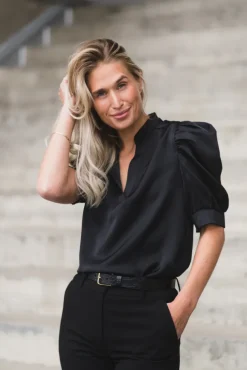 Roella Heavy Sateen Blouse Black