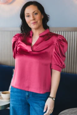 Roella Heavy Sateen Blouse Cherry Pink