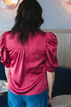 Roella Heavy Sateen Blouse Cherry Pink