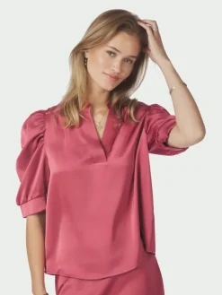 Roella Heavy Sateen Blouse Cherry Pink