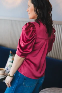 Roella Heavy Sateen Blouse Cherry Pink