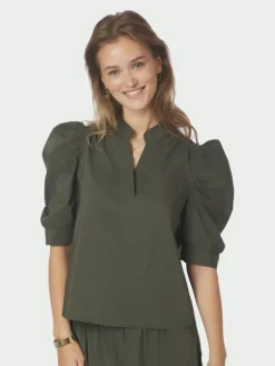 Roella Poplin Blouse Army