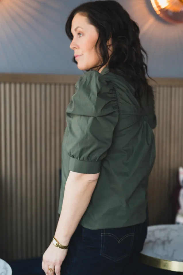 Roella Poplin Blouse Army