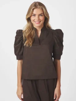 Roella Poplin Blouse Chocolate Brown