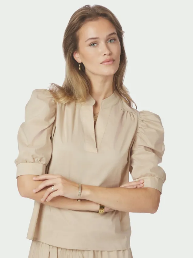 Roella Poplin Blouse Dark Sand
