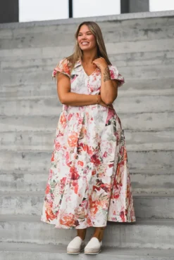 Rosalla 2/4 Long Dress Pristine Rosalla Print