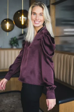 Rosslyn Heavy Sateen Blouse Burgundy