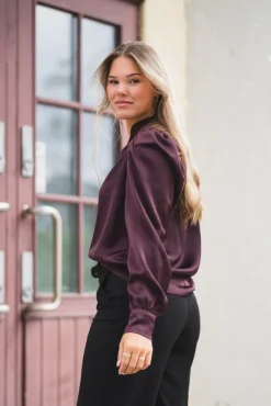 Rosslyn Heavy Sateen Blouse Burgundy