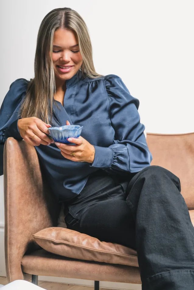 Rosslyn Heavy Sateen Blouse Midnight Blue