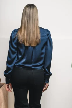 Rosslyn Heavy Sateen Blouse Midnight Blue
