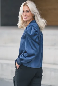 Rosslyn Heavy Sateen Blouse Midnight Blue