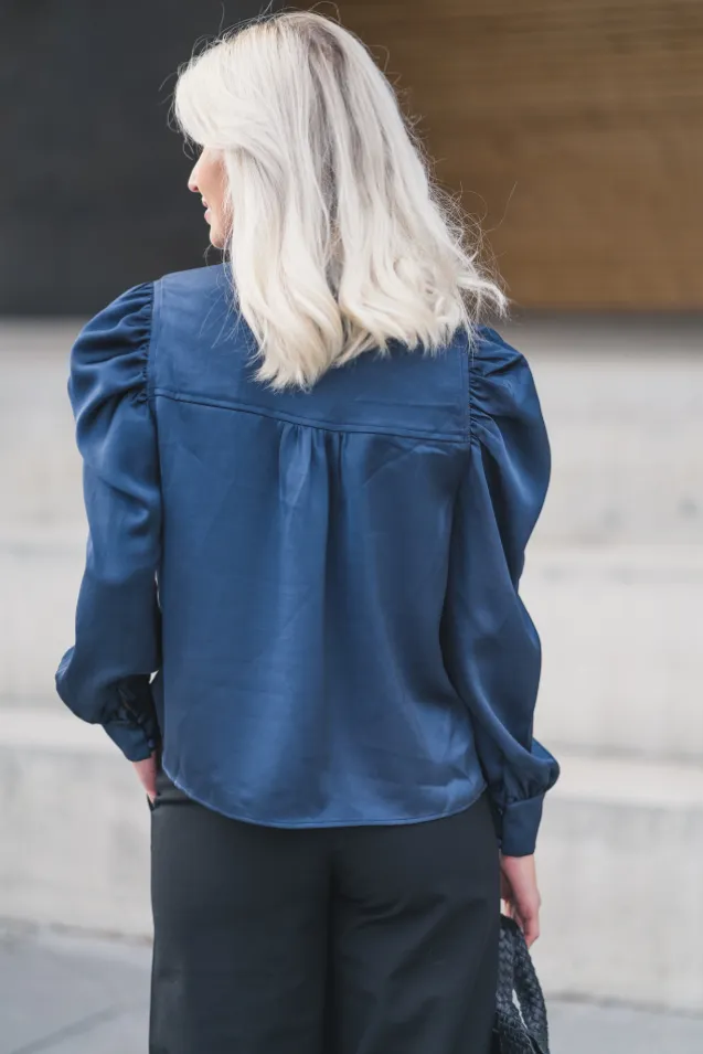 Rosslyn Heavy Sateen Blouse Midnight Blue