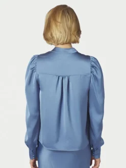 Rosslyn Heavy Sateen Blouse Smoke Blue