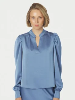 Rosslyn Heavy Sateen Blouse Smoke Blue