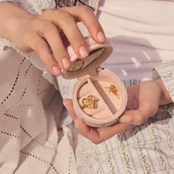 Round Jewelry Box Small Garden Magic Ivory