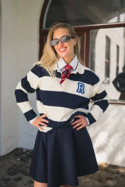 R Rugger Navy Striped