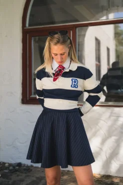 R Rugger Navy Striped