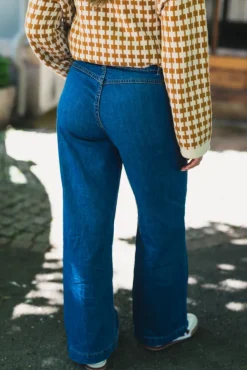 Rylan Elena Pants Mid Blue Wash
