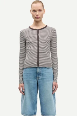 Saalexo LS Cardigan 7542 Mulch Stripe