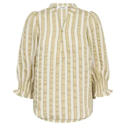 Saila Stripe SS V-Blouse Olive