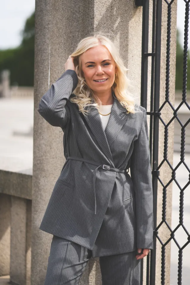 Salot Blazer Belt 15496 Dark Gull Gray Pinstripe
