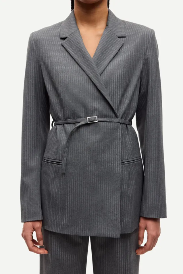 Salot Blazer Belt 15496 Dark Gull Gray Pinstripe