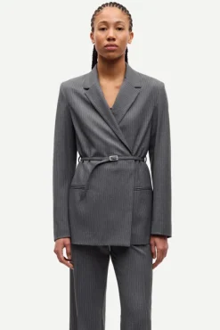 Salot Blazer Belt 15496 Dark Gull Gray Pinstripe