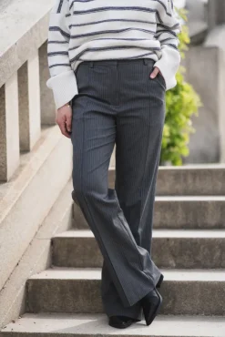 Salot Trousers 15496 Dark Gull Gray Pinstripe