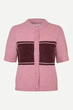 Sanoura SS Cardigan 15556 Orchid Wide Stripe