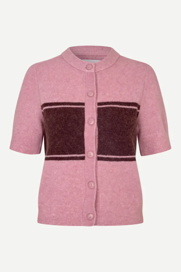 Sanoura SS Cardigan 15556 Orchid Wide Stripe