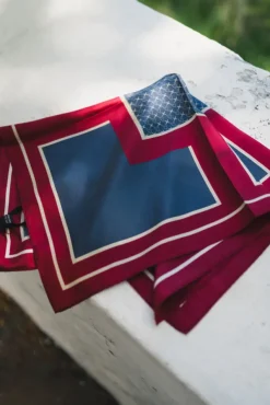 Sarah Color Block Silk Scarf Navy/Burgundy