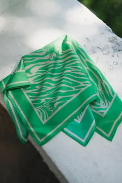 Sarah Zebra Silk Scarf Green Zebra