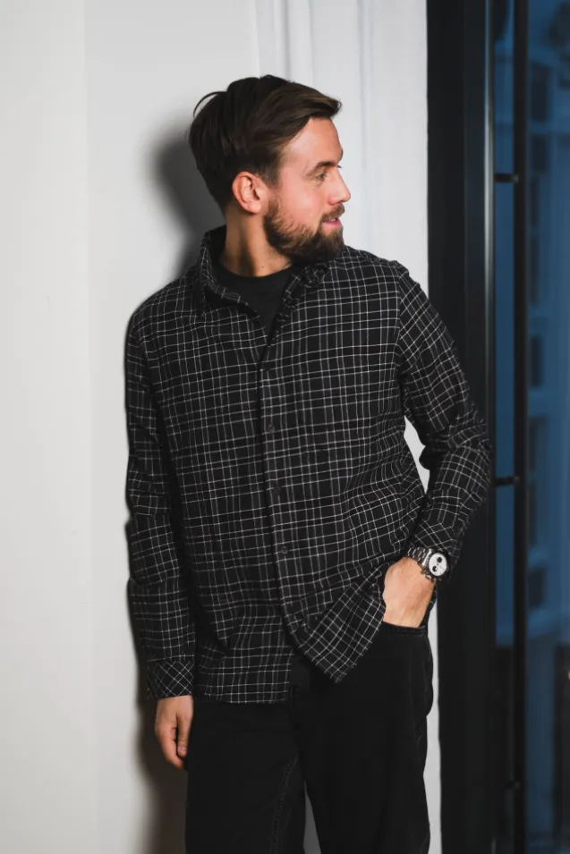 Saryan J Shirt 15501 Grey Brown Check