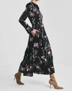Satin Belt Dress Midnight Garden