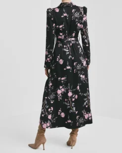 Satin Belt Dress Midnight Garden