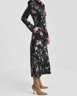 Satin Belt Dress Midnight Garden