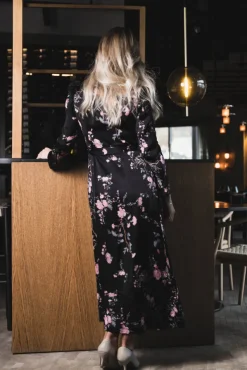 Satin Belt Dress Midnight Garden