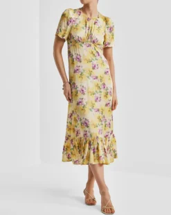Satin Midi Dress Sunflower Haze