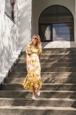 Satin Midi Dress Sunflower Haze